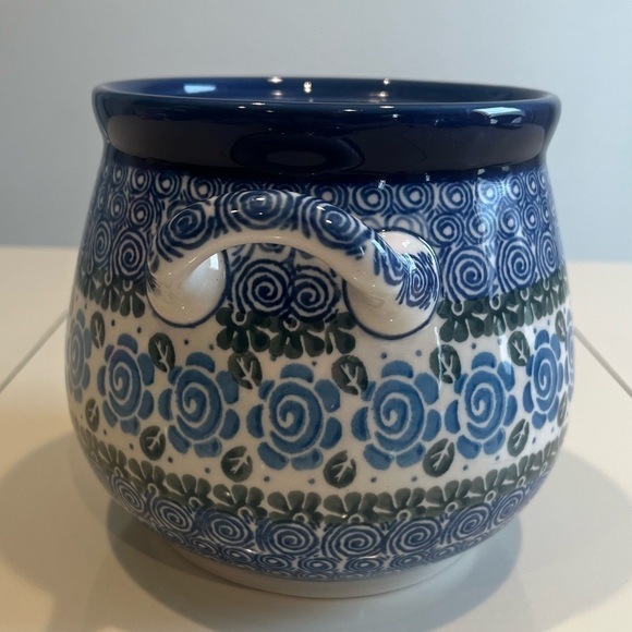 Ceramika Artystyczna Artistic Ceramic Polish Painted Rose Pottery Jar W/ Handles - Picture 5 of 10